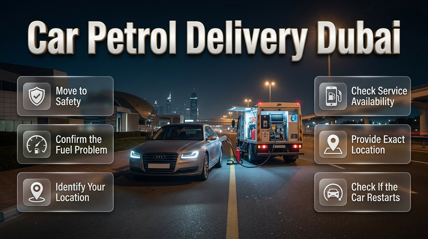 Car petrol delivery Dubai for drivers Car Petrol Delivery Dubai – Emergency Fuel Assistance Guideneeding emergency fuel assistance after running out of petrol on Dubai roads.