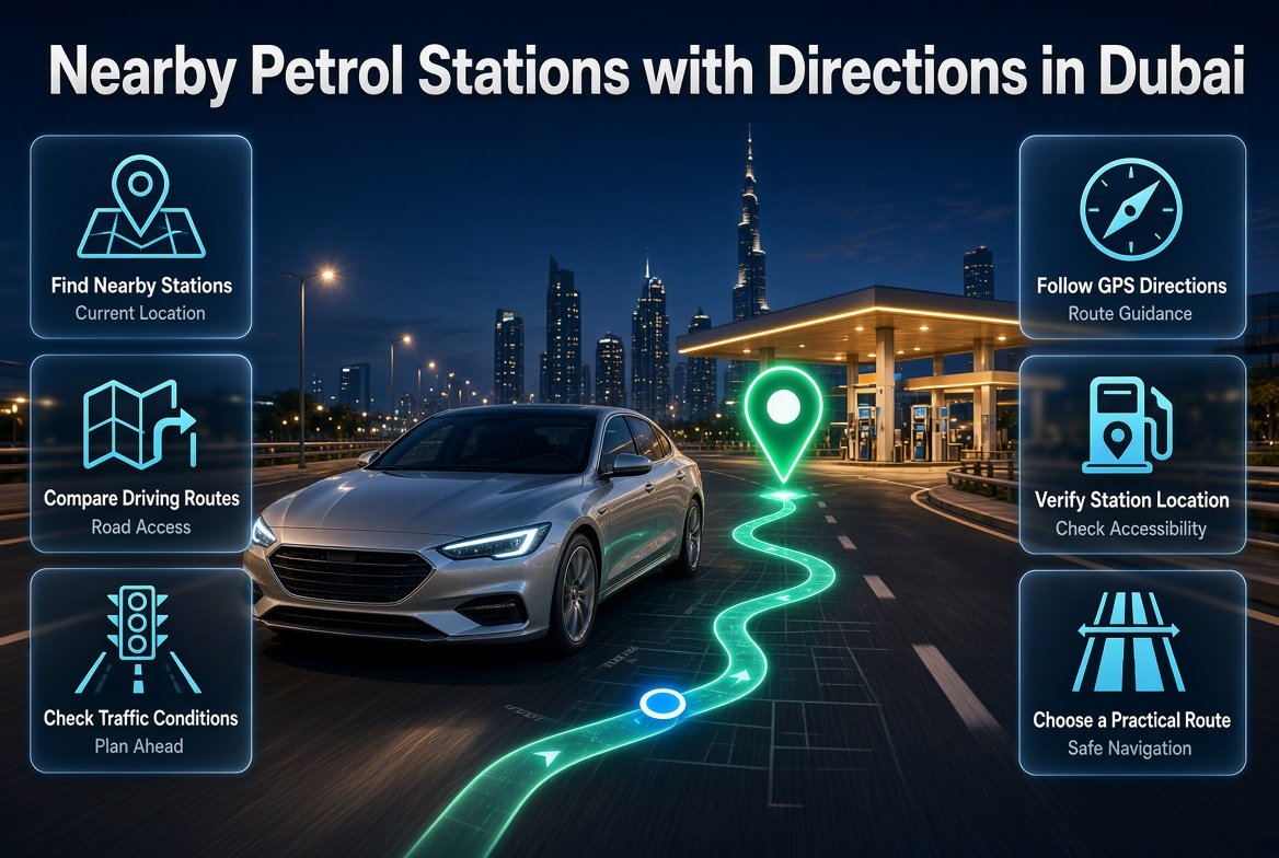 Nearby Petrol Stations with Directions in Dubai
